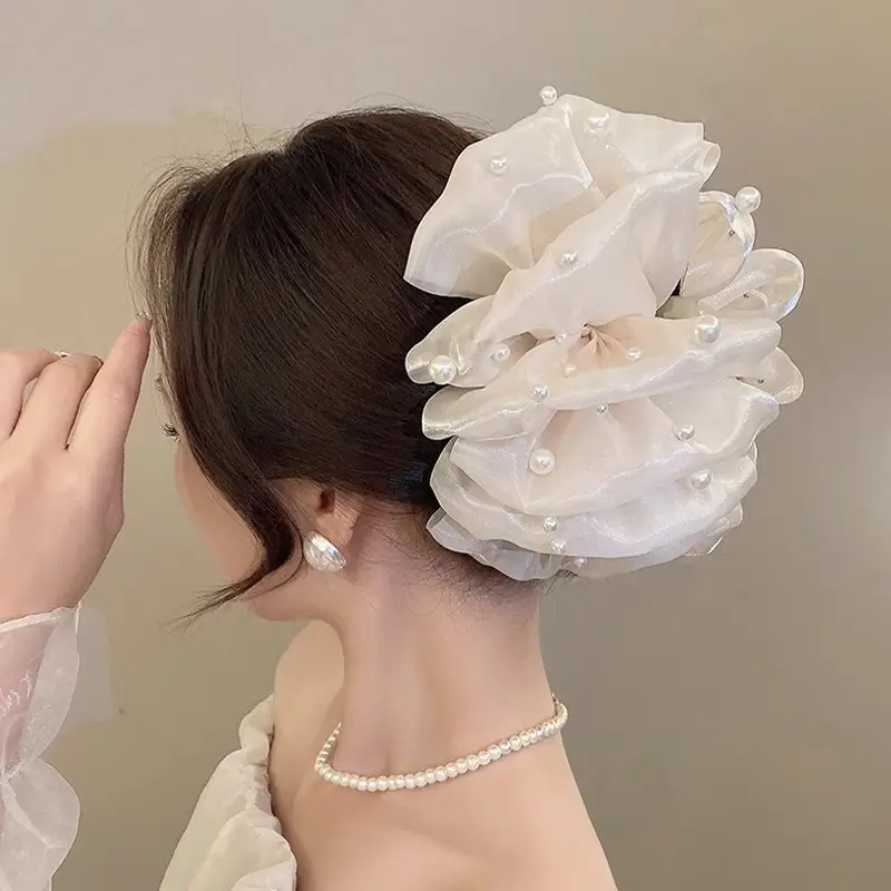 2025 Double-Sided Big Bow Clip with Sparkling Rhinestone Women's Mesh Hair Clip - Image 4