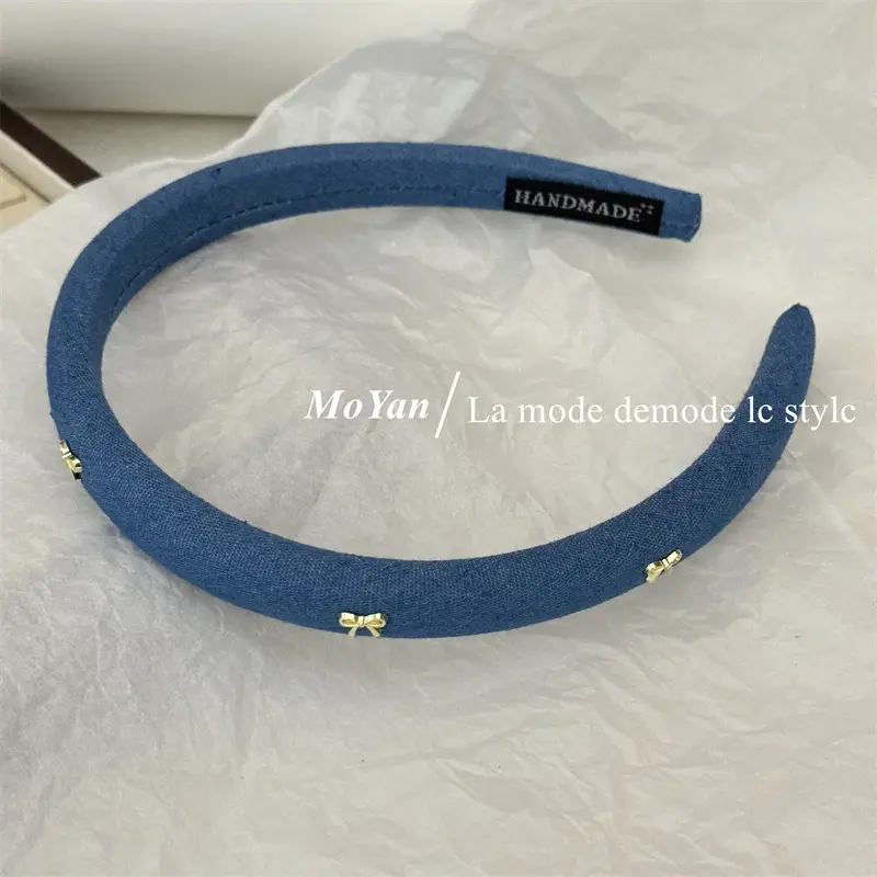 Korean Style Retro Alloy Bow Denim Headband — feature 8