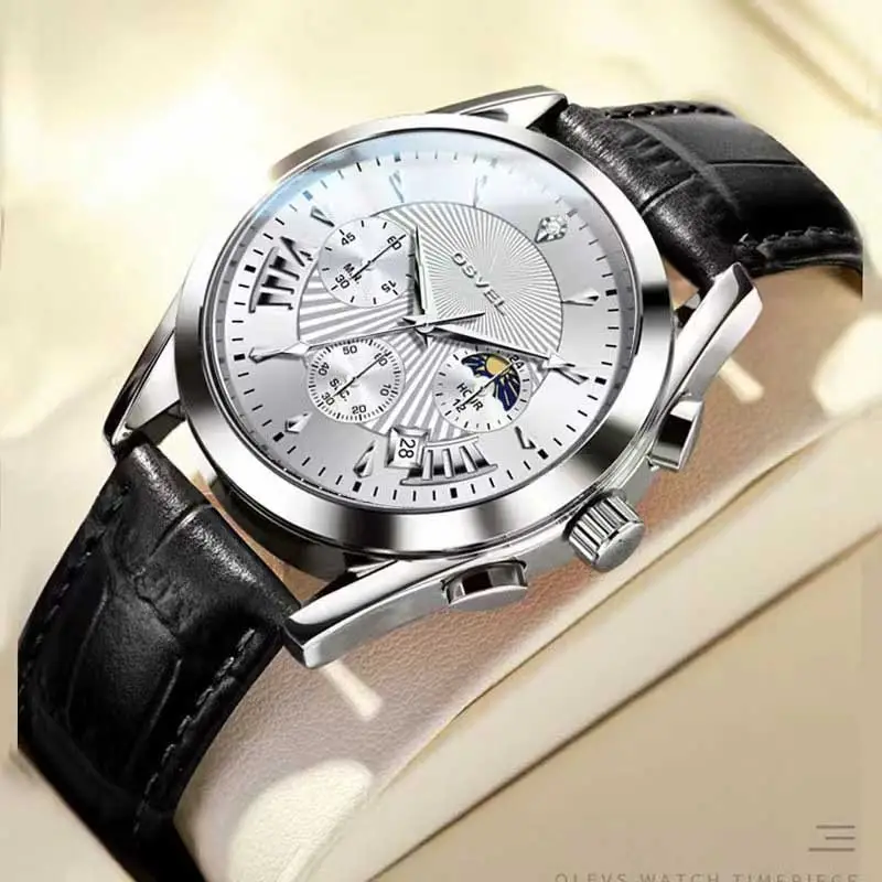 Men's Luxury Luminous Quartz Watch Gold Silver Steel Band — feature 10