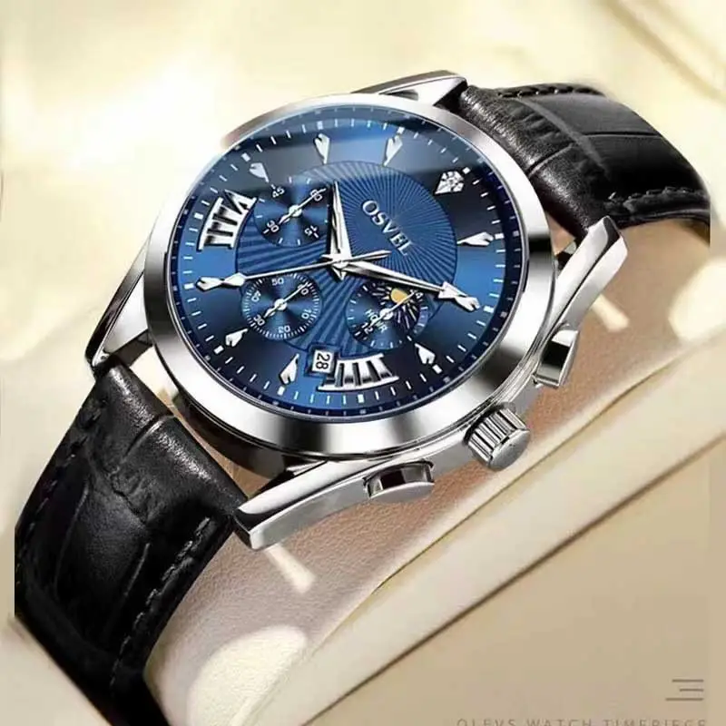 Men's Luxury Luminous Quartz Watch Gold Silver Steel Band — feature 11