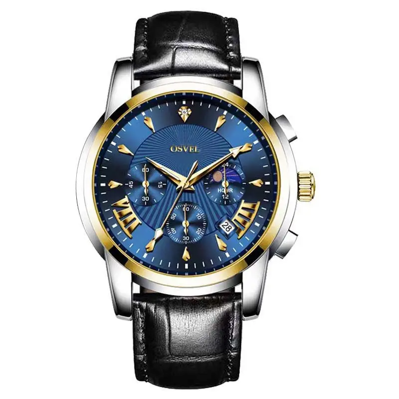 Men's Luxury Luminous Quartz Watch Gold Silver Steel Band — feature 13