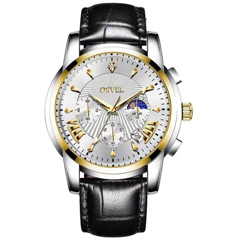 Men's Luxury Luminous Quartz Watch Gold Silver Steel Band — feature 15