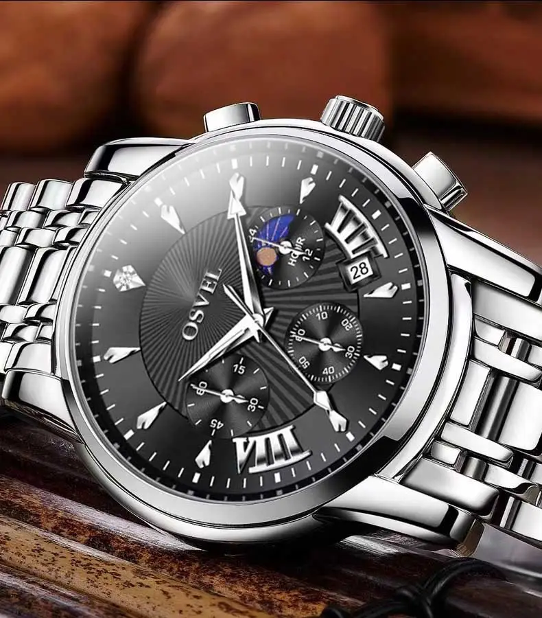 Men's Luxury Luminous Quartz Watch Gold Silver Steel Band — feature 3