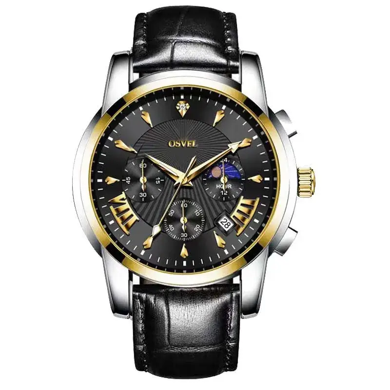 Men's Luxury Luminous Quartz Watch Gold Silver Steel Band - Image 17