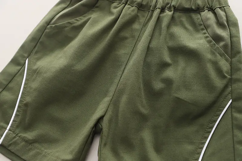 Korean Style Boys Summer T-Shirt Shorts Set Brown Beige — feature 11
