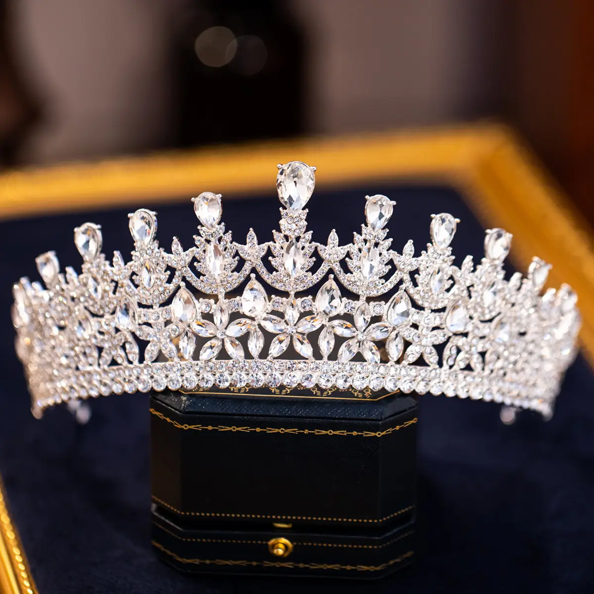 European & American Cross Border Bride Crown Crystal Birthday Headwear Vintage Queen Hair Accessories Ball Crown Original Wholesale