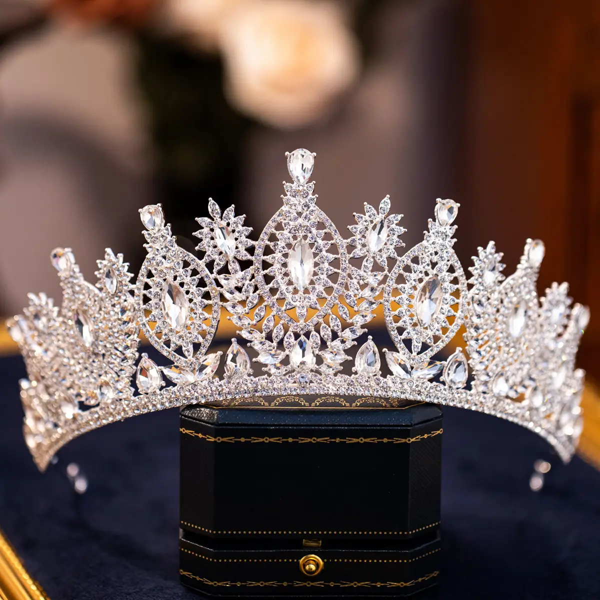 European & American Cross Border Bride Crown Crystal Birthday Headwear Vintage Queen Hair Accessories Ball Crown Original Wholesale