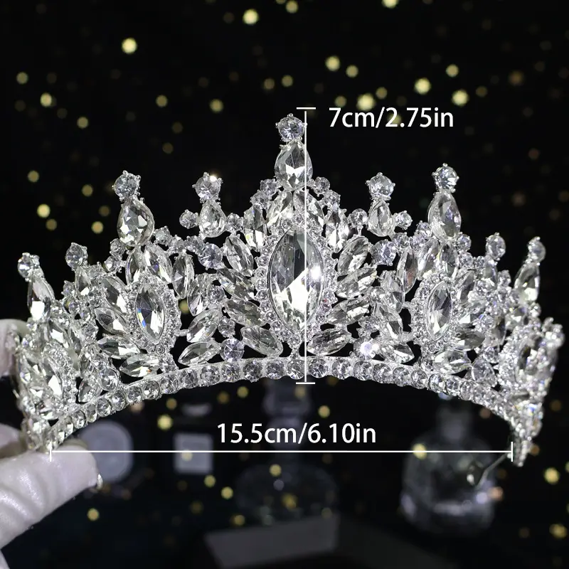 European & American Cross Border Bride Crown Crystal Birthday Headwear Vintage Queen Hair Accessories Ball Crown Original Wholesale — feature 1