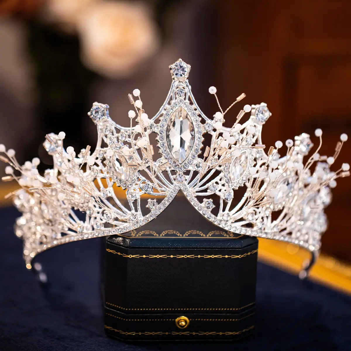 European & American Cross Border Bride Crown Crystal Birthday Headwear Vintage Queen Hair Accessories Ball Crown Original Wholesale