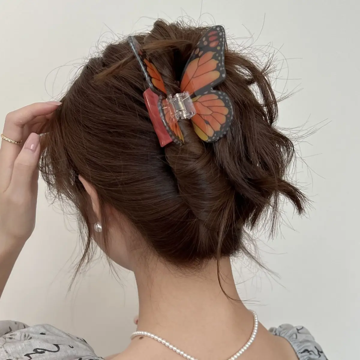 Butterfly Hair Clips for Women - Green & Orange
