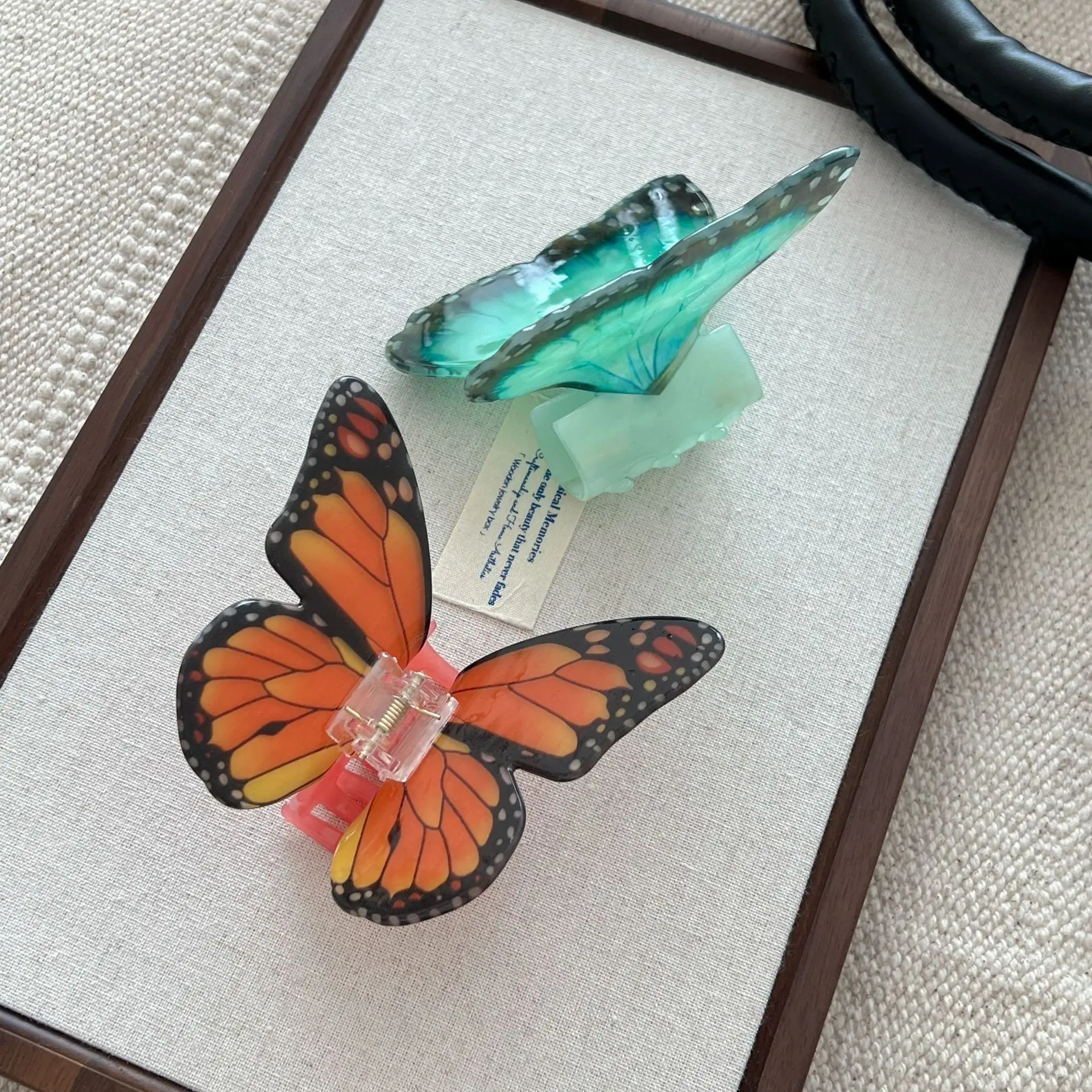Butterfly Hair Clips for Women - Green & Orange — feature 12