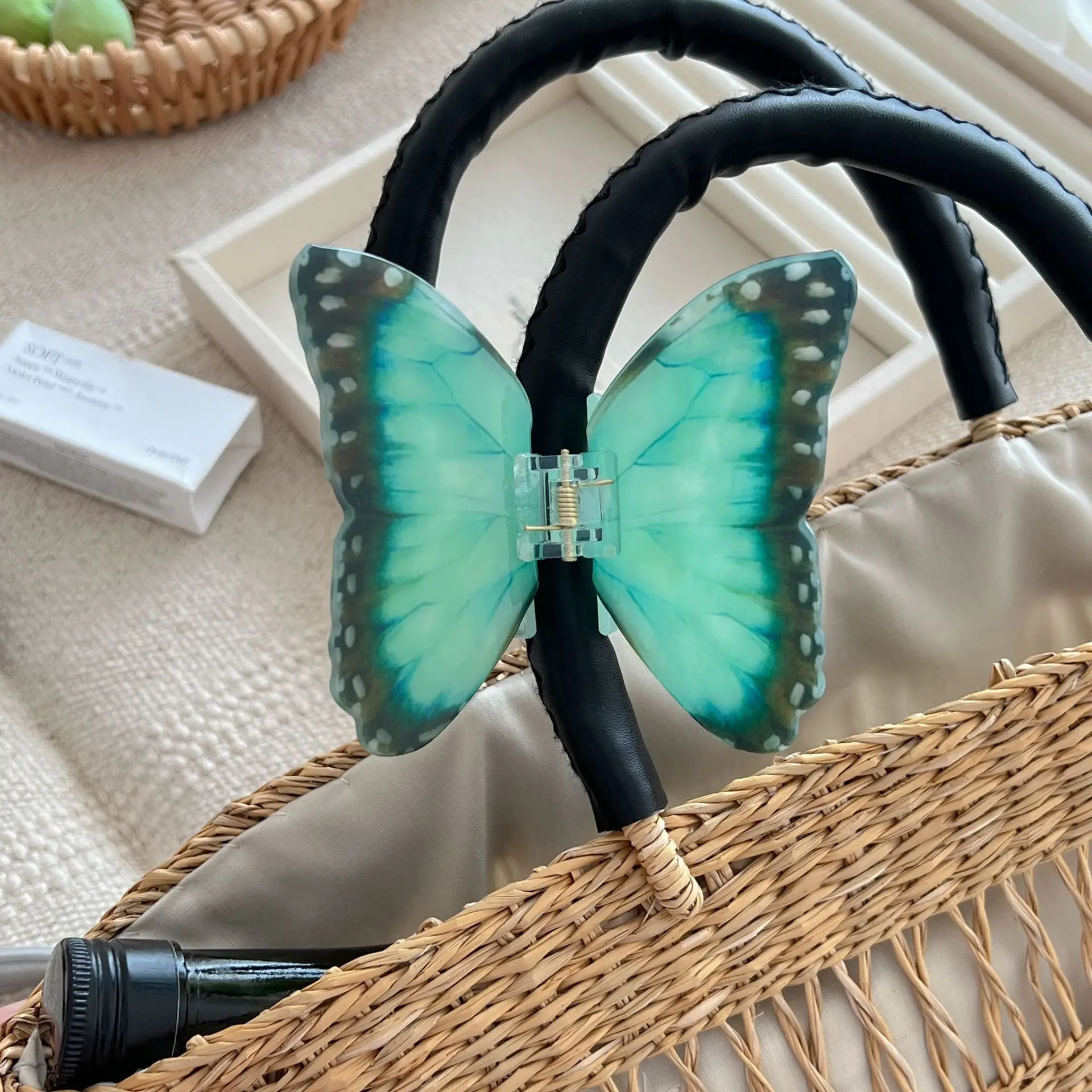 Butterfly Hair Clips for Women - Green & Orange