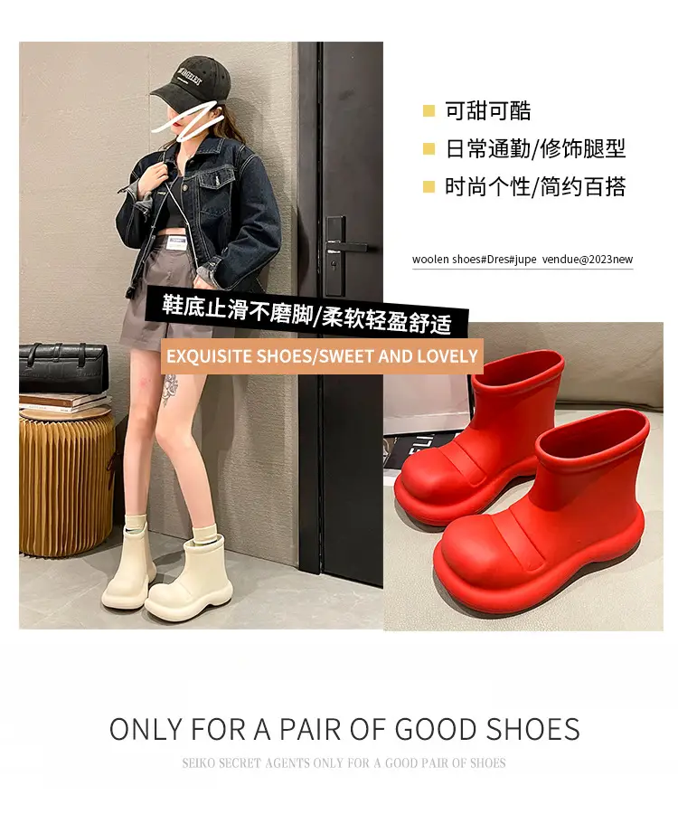 2025 Internet Celebrity Big-Toe Shoes New Rain Boots Women's Fashionable Outer Wear Eva Waterproof Shoes Short Rain Boots Boots — feature 2