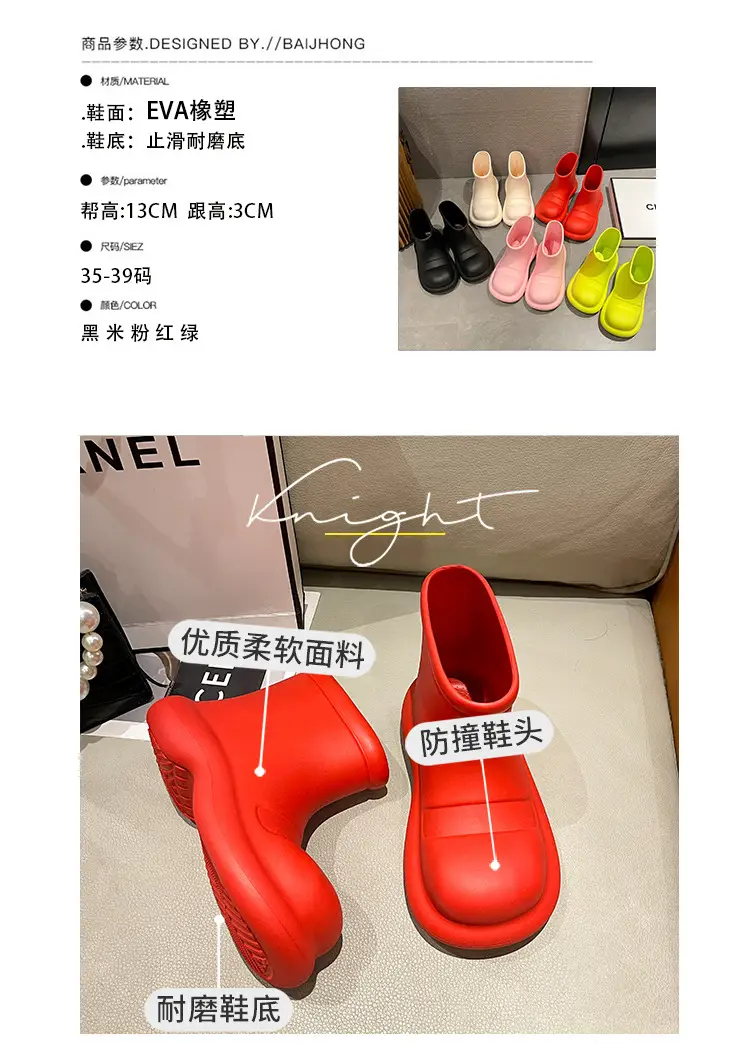2025 Internet Celebrity Big-Toe Shoes New Rain Boots Women's Fashionable Outer Wear Eva Waterproof Shoes Short Rain Boots Boots — feature 3