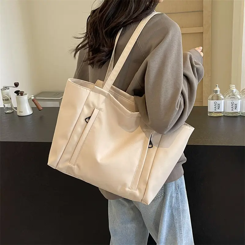 Women's Large Capacity Grey Nylon Tote Bag - Image 6