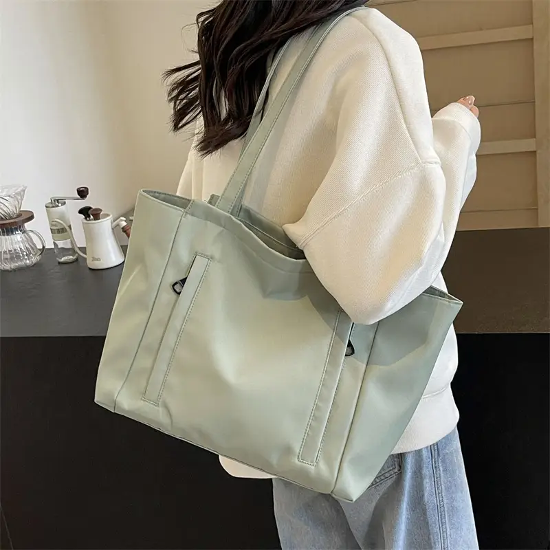 Women's Large Capacity Grey Nylon Tote Bag - Image 7