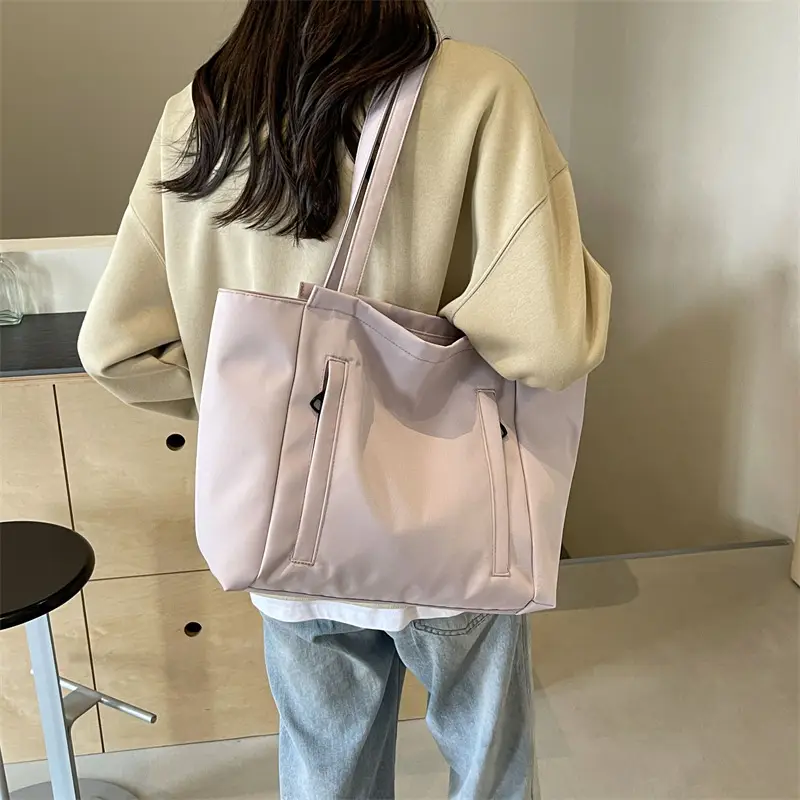 Women's Large Capacity Grey Nylon Tote Bag - Image 8