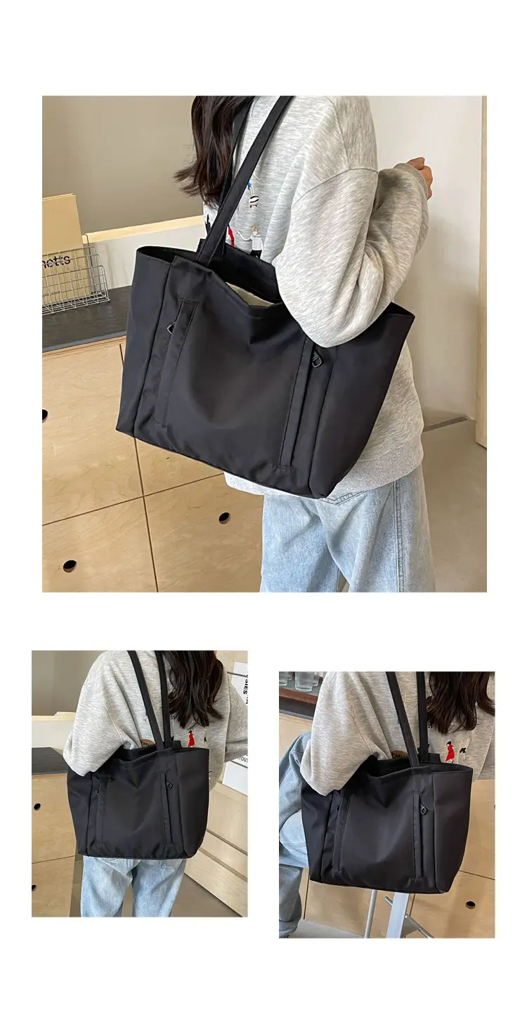 Women's Large Capacity Grey Nylon Tote Bag — feature 10