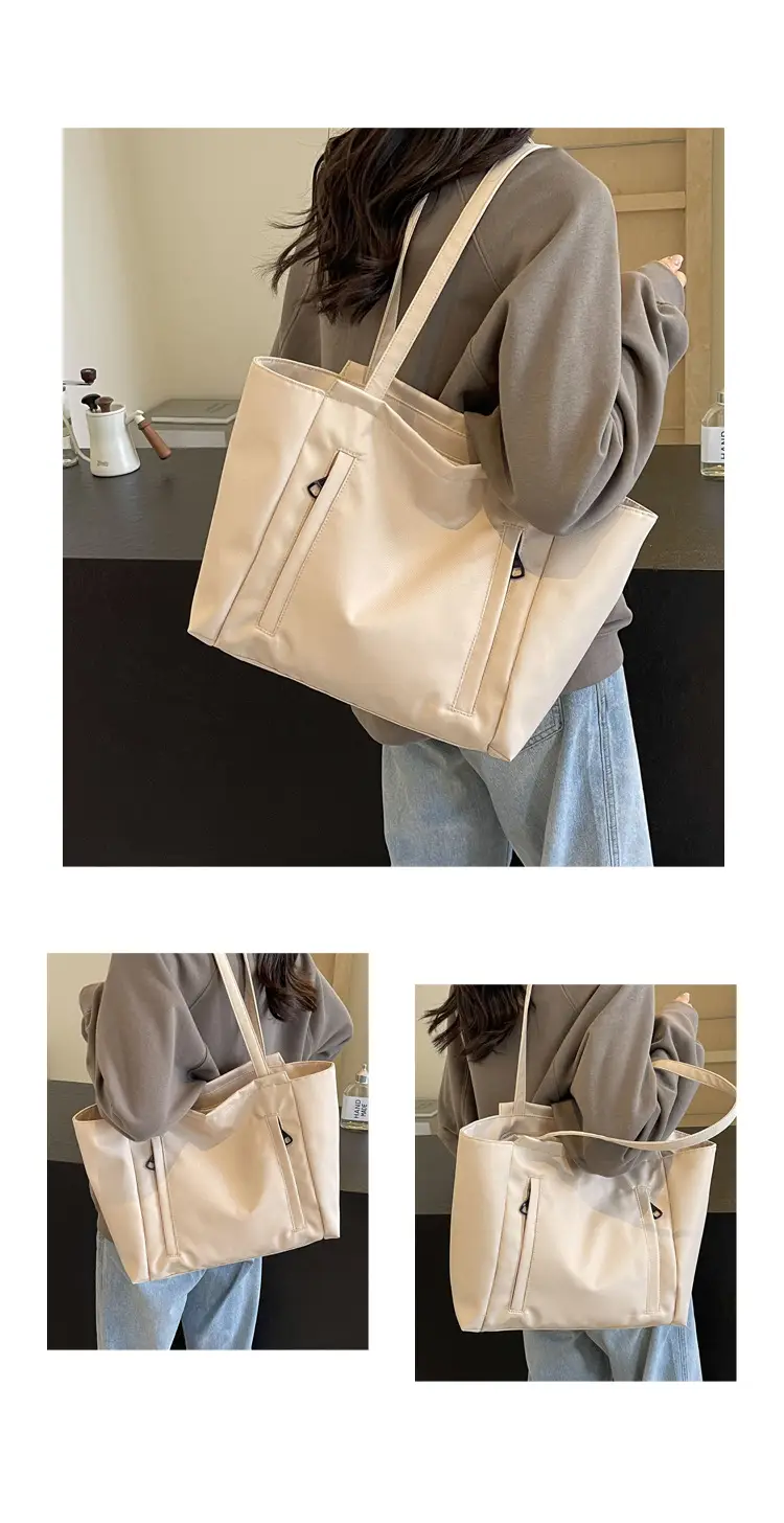 Women's Large Capacity Grey Nylon Tote Bag — feature 11