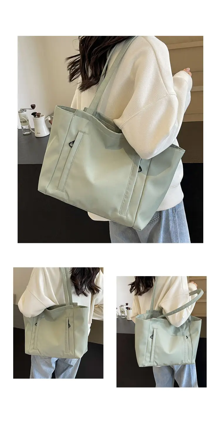Women's Large Capacity Grey Nylon Tote Bag — feature 12