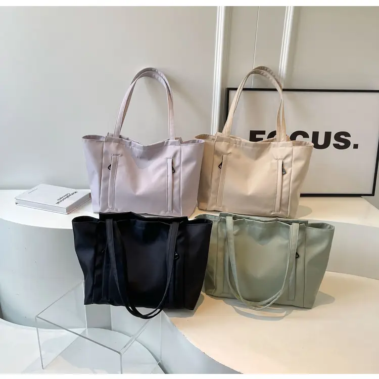 Women's Large Capacity Grey Nylon Tote Bag — feature 13
