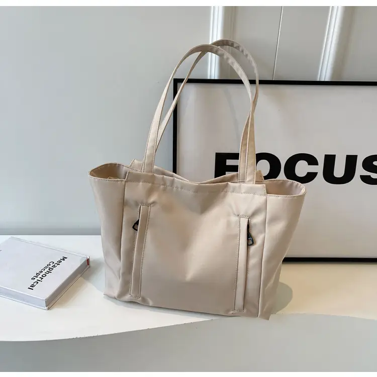 Women's Large Capacity Grey Nylon Tote Bag — feature 14