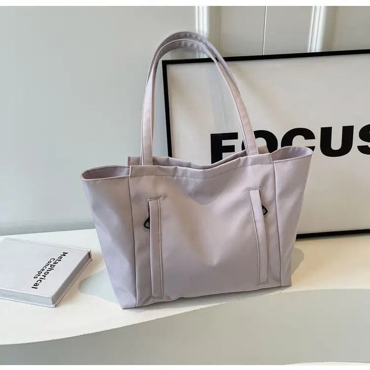 Women's Large Capacity Grey Nylon Tote Bag — feature 15