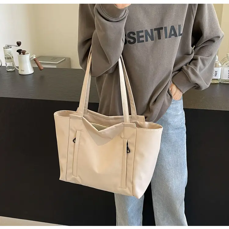 Women's Large Capacity Grey Nylon Tote Bag — feature 24