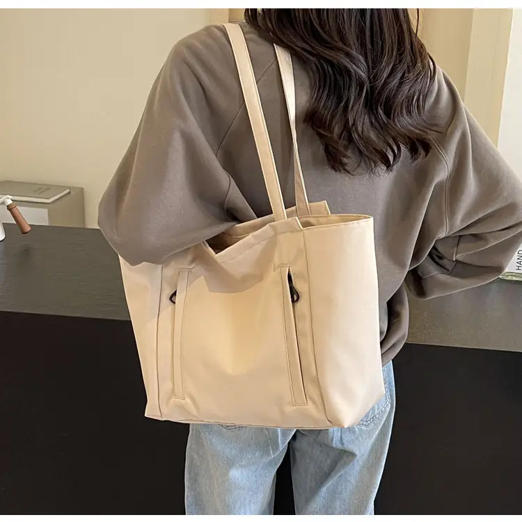 Women's Large Capacity Grey Nylon Tote Bag — feature 30