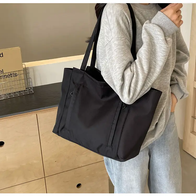 Women's Large Capacity Grey Nylon Tote Bag — feature 35