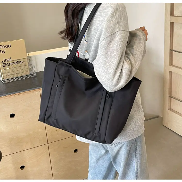 Women's Large Capacity Grey Nylon Tote Bag — feature 36