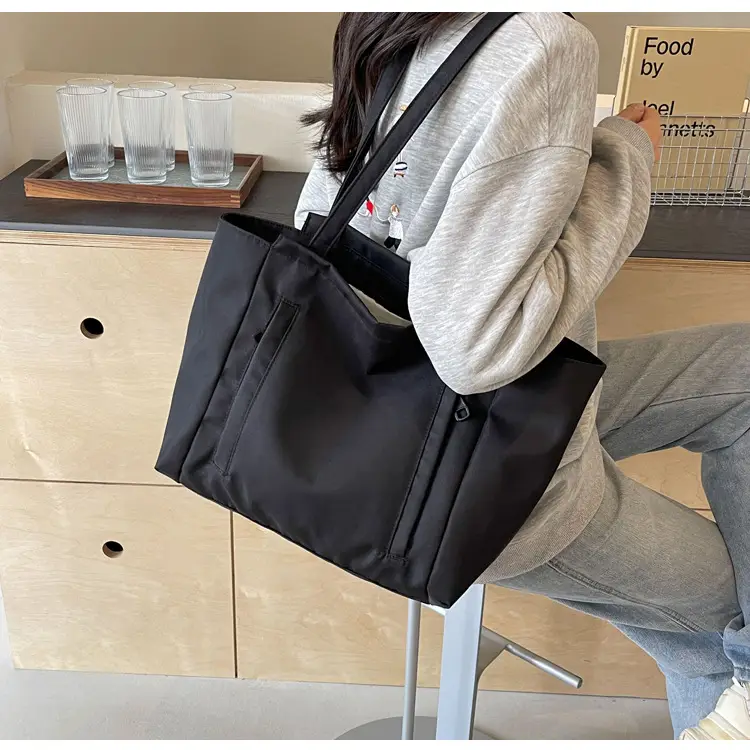 Women's Large Capacity Grey Nylon Tote Bag — feature 37