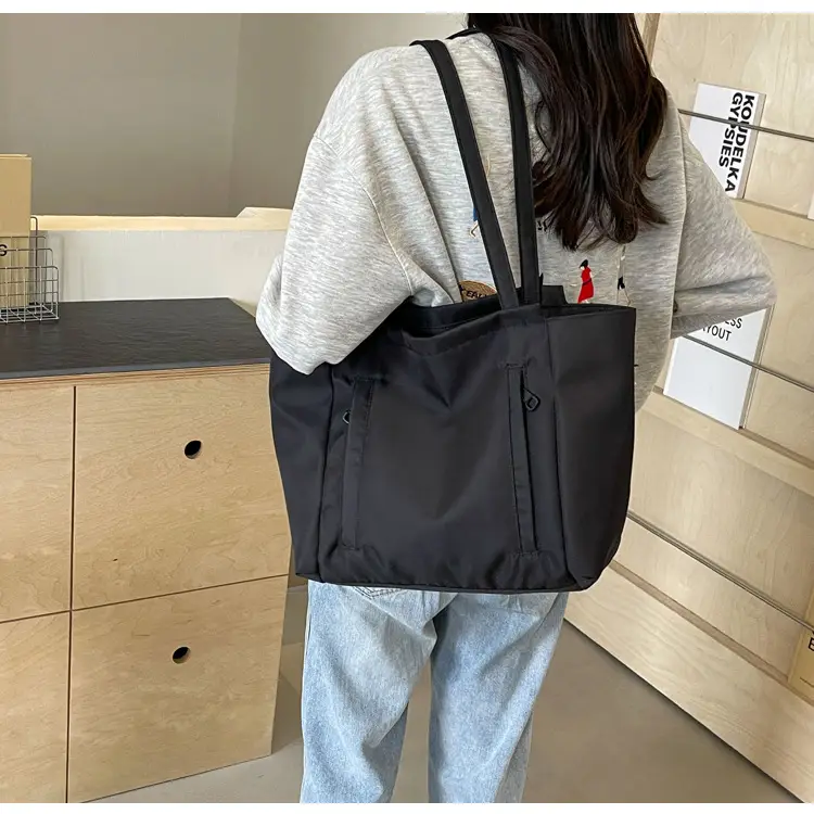 Women's Large Capacity Grey Nylon Tote Bag — feature 38
