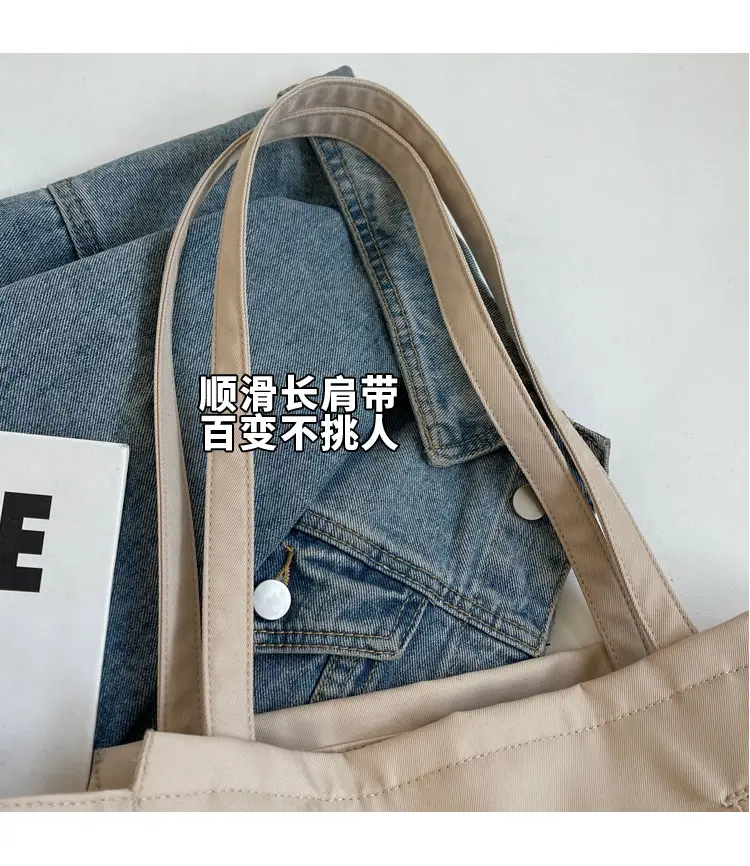 Women's Large Capacity Grey Nylon Tote Bag — feature 4