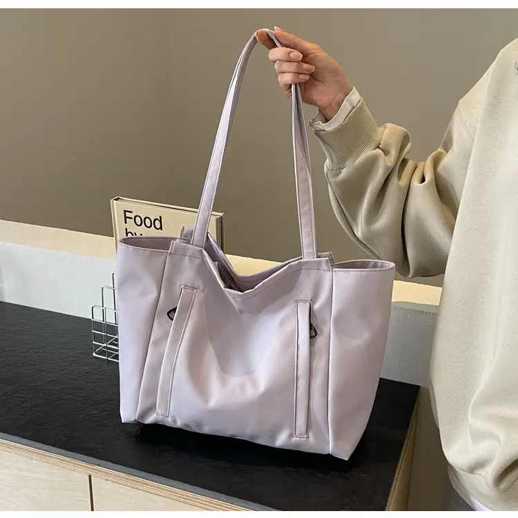 Women's Large Capacity Grey Nylon Tote Bag — feature 41