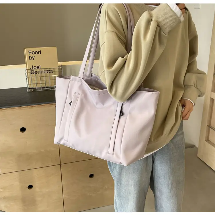 Women's Large Capacity Grey Nylon Tote Bag — feature 42