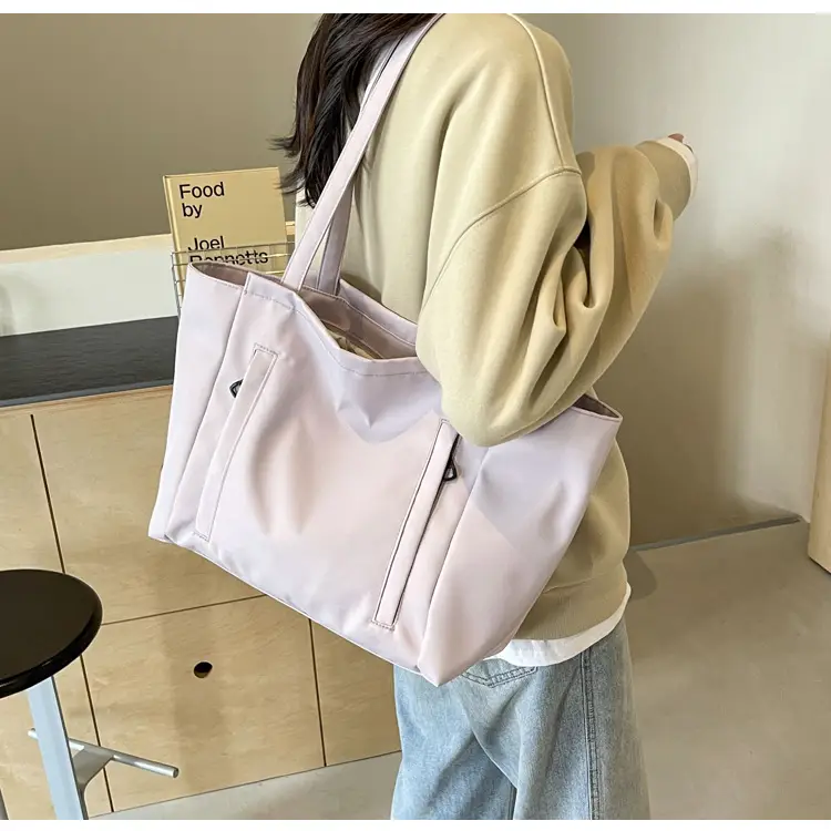 Women's Large Capacity Grey Nylon Tote Bag — feature 43