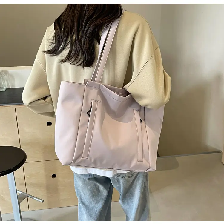 Women's Large Capacity Grey Nylon Tote Bag — feature 44