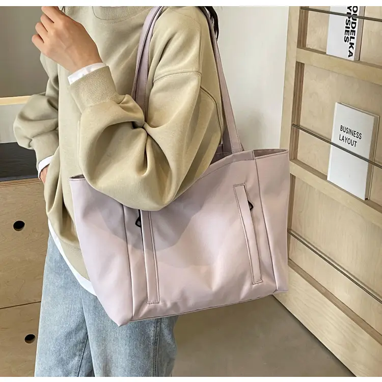 Women's Large Capacity Grey Nylon Tote Bag — feature 45