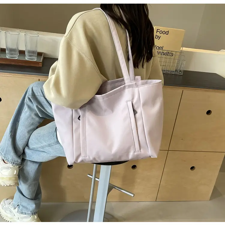 Women's Large Capacity Grey Nylon Tote Bag — feature 46