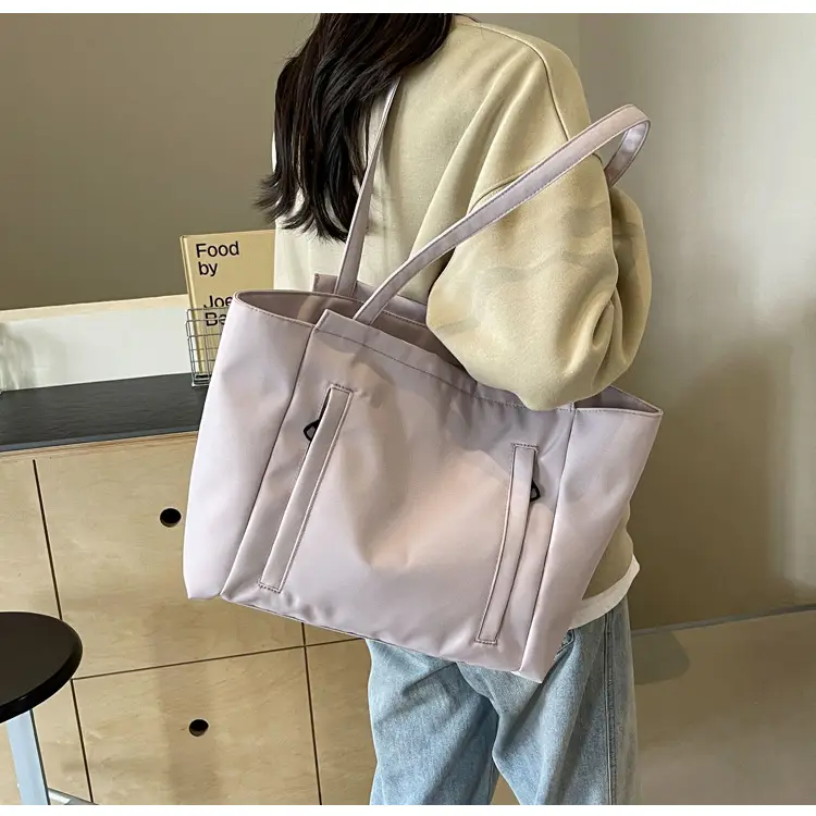 Women's Large Capacity Grey Nylon Tote Bag — feature 47