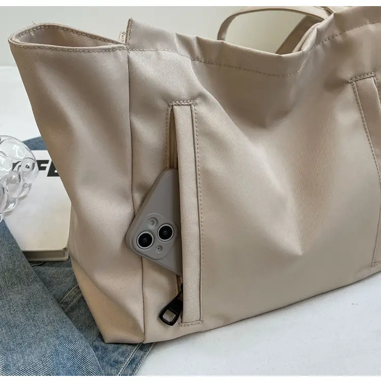 Women's Large Capacity Grey Nylon Tote Bag — feature 49