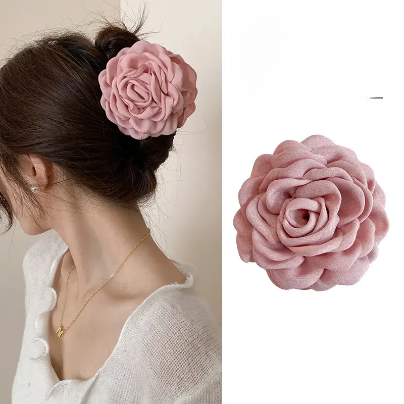 Pink Rose Flower Head Clip for Women 2024 - Image 3