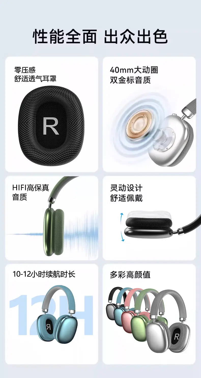 Green Wireless Over-Ear Headphones with Bluetooth & Long Battery — feature 6