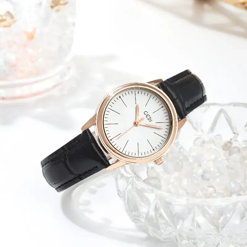 Goldie Women's Quartz Watch Black Leather Band - Image 6