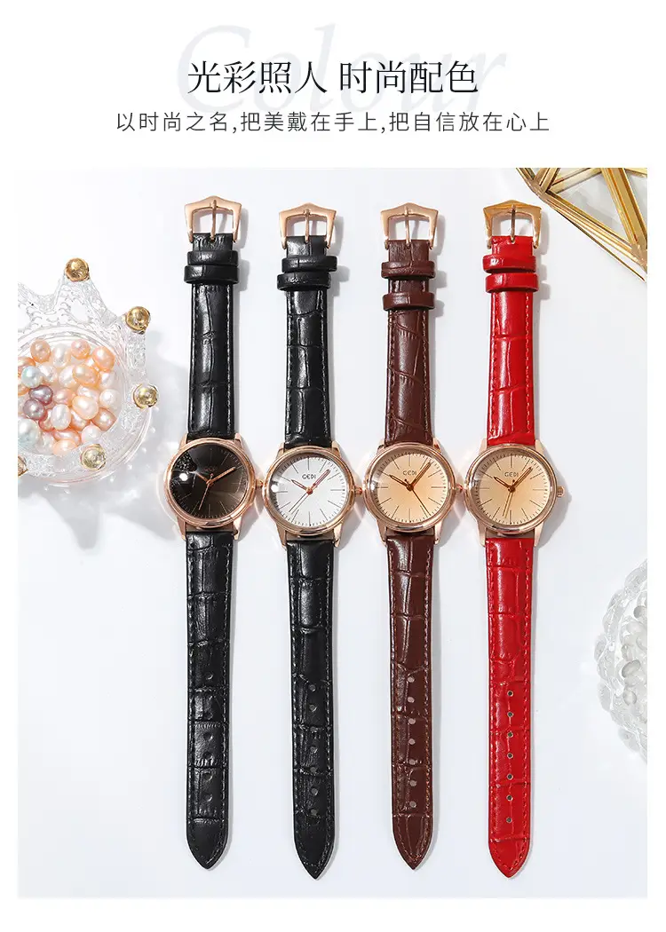 Goldie Women's Quartz Watch Black Leather Band — feature 5