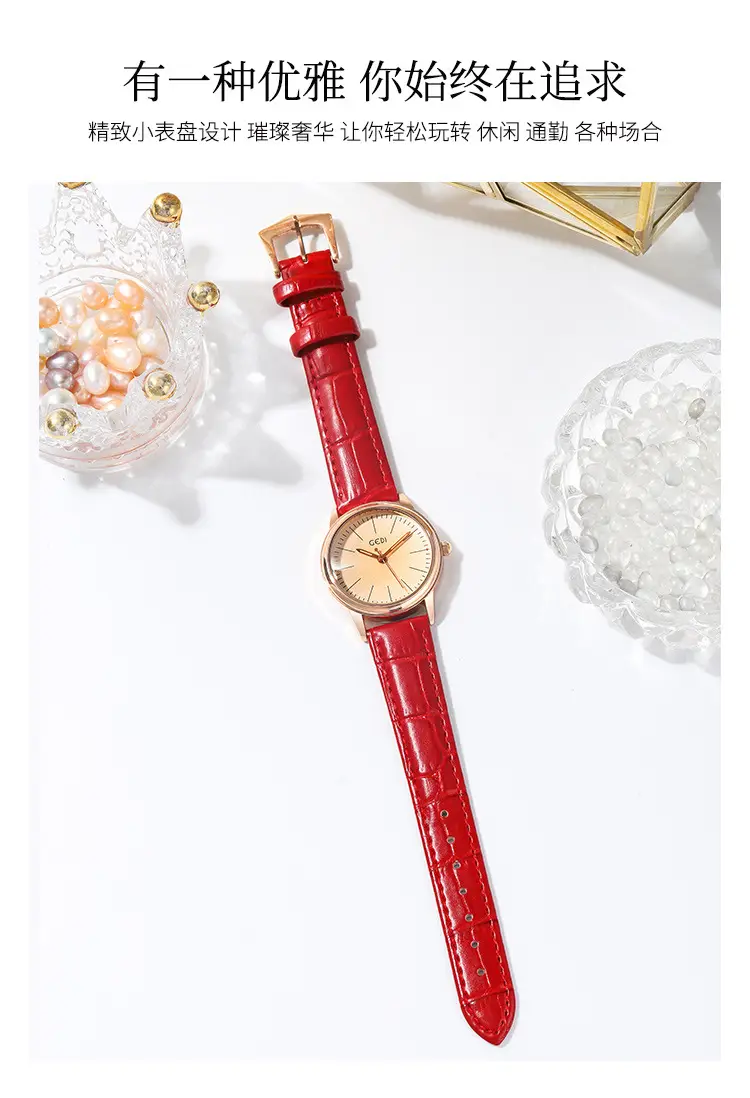 Goldie Women's Quartz Watch Black Leather Band — feature 7