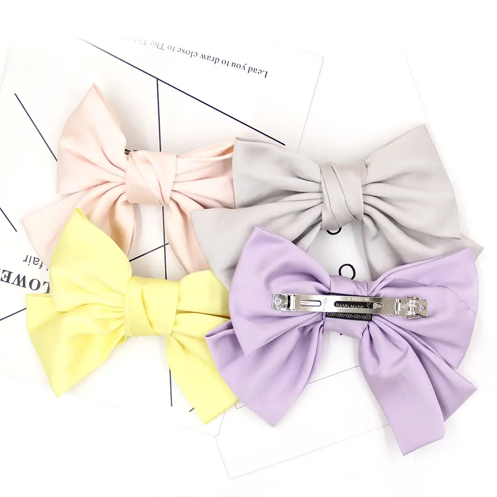 Japanese & Korean New Double-layer Satin Fabric Big Bow Hairpin - Image 11