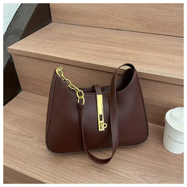 Women's Retro Crossbody Bag Brown Gold Chain — feature 19