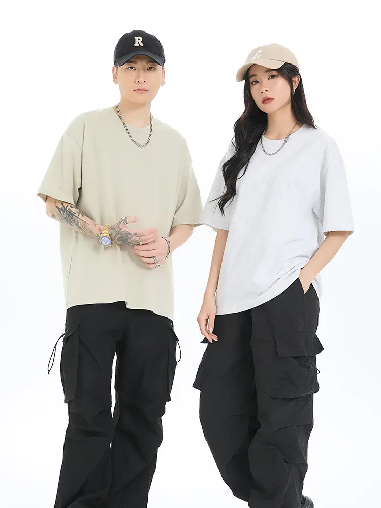 Men Heavy Cotton Beige T-Shirt Round Neck